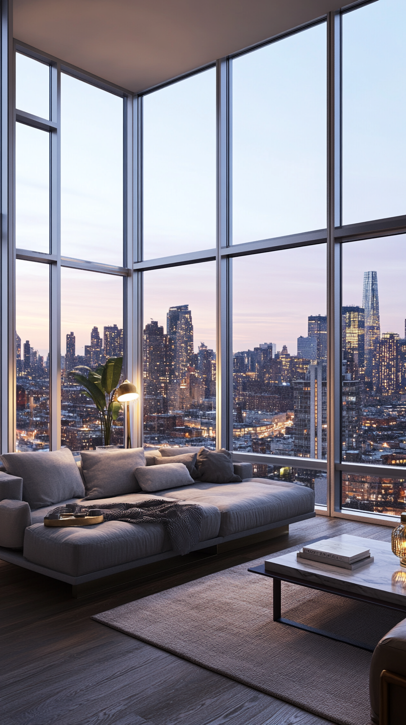 Contemporary Skyscraper Apartment with Skyline Views