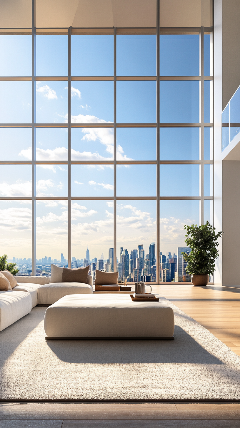 Contemporary Tower Apartment with Skyline View Windows